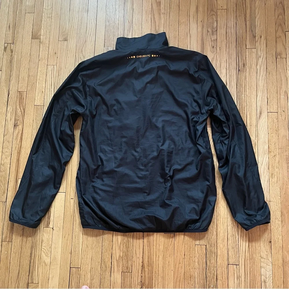 Adidas Mens Chelsea Football Windbreaker Distressed Logo Black Lightweight Sz L